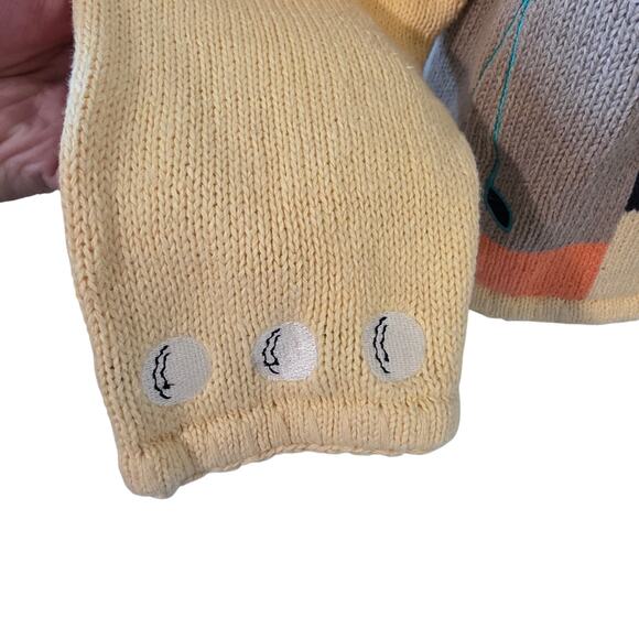 Vintage Christopher & Banks Womens Embroidered Golf Cardigan Sweater XL Yellow - Picture 2 of 4